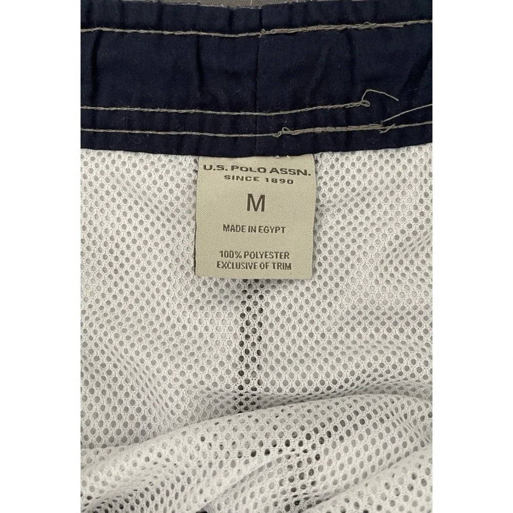 US Polo Assn Mens Swim Trunk Size Medium Gray Drawstring Waist Lined W/‎ Pockets